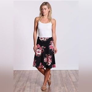 EUC Popana Floral Black Midi Skirt